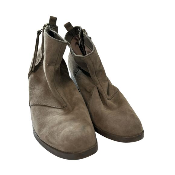 Old Navy Stone Gray Heeled Ankle Boots Size 9 Faux Leather Zipper Casual - Picture 2 of 5